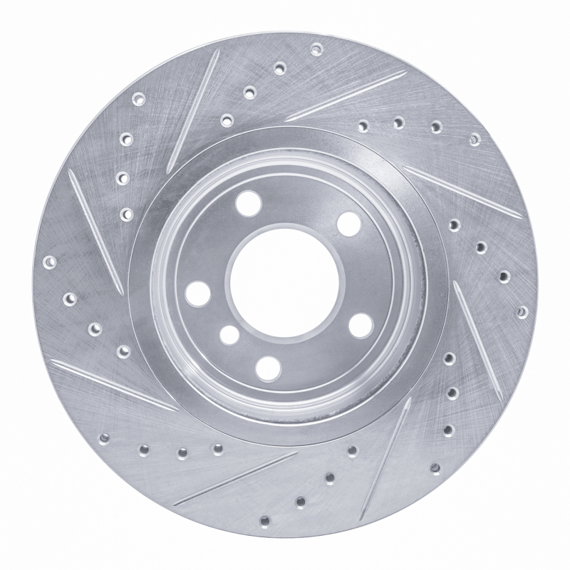 BMW X3 Brake Rotor (1) - Front Right - R1 Concepts - Drilled & Slotted - Silver - `04-`10